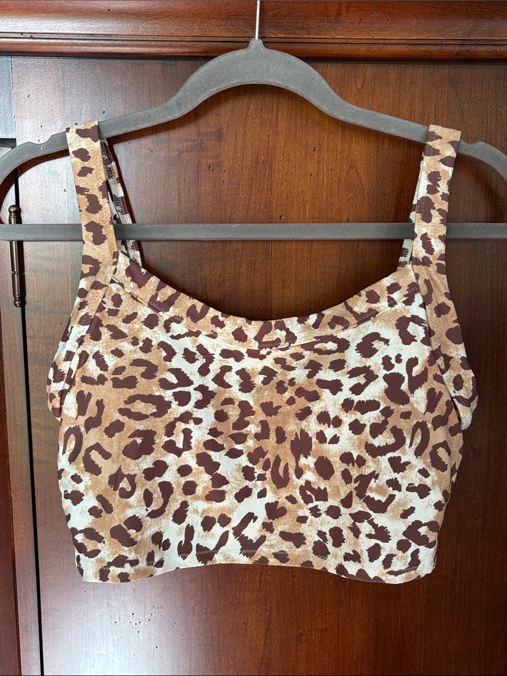 Aerie Bikini Set, Leopard Scoop Longline Top/ Hi Cut Cheeky Crossover Bottoms - Picture 9 of 15